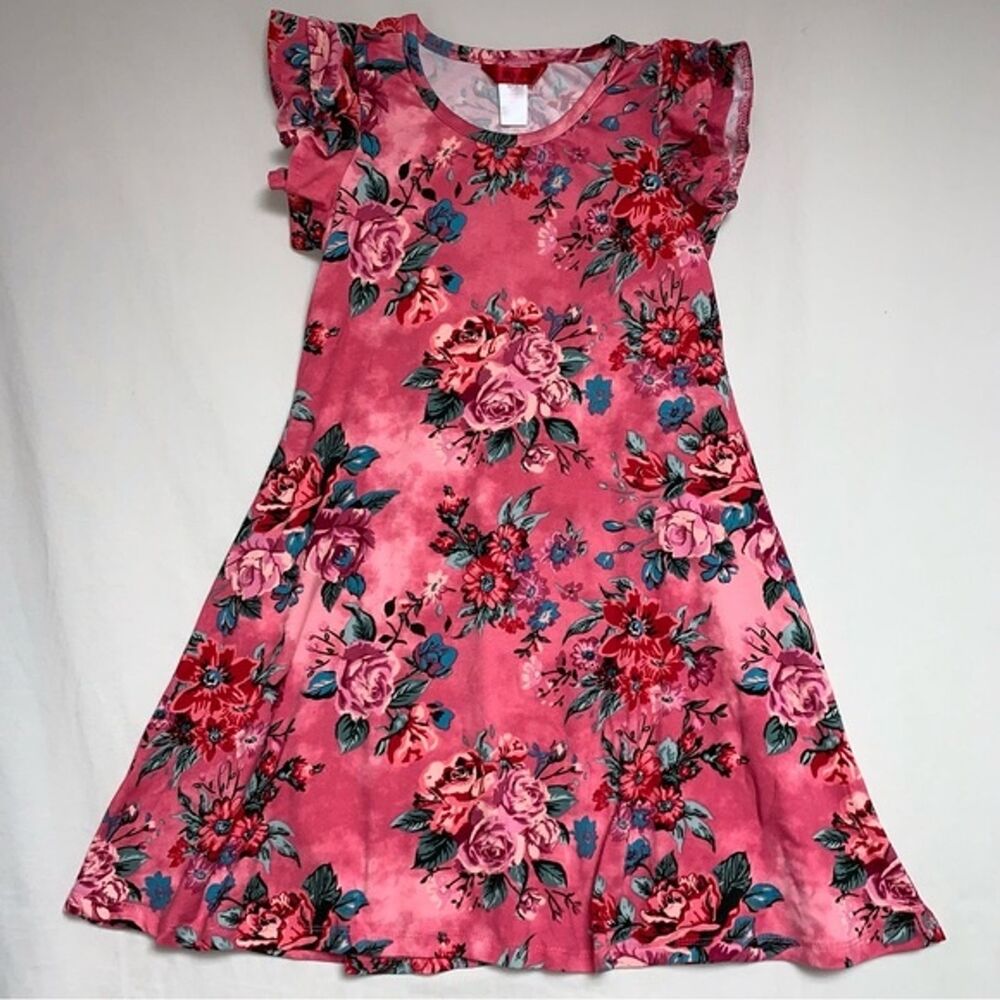 Pink Floral Fit & Flare Dress Girls 4-5 Spring Summer Sun Dress Soft Adorable